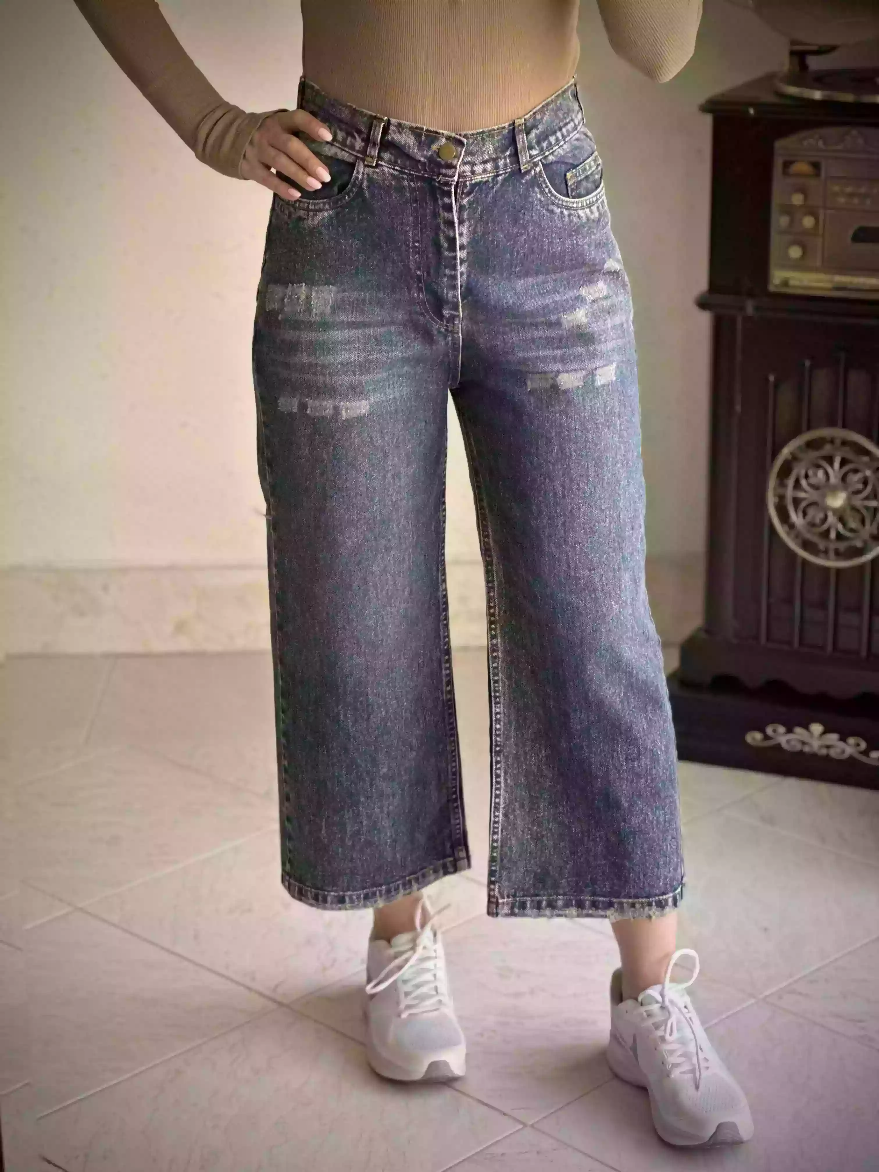 شلوار جین مدل واید قد90(پک 6 عددی)